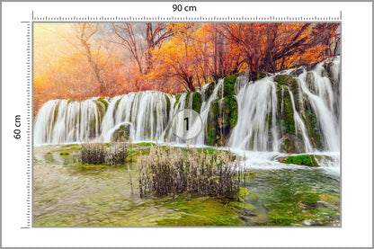 Fototapeta Jesienny Wodospad Kaskadowy 90 × 60 cm – podgląd kadru