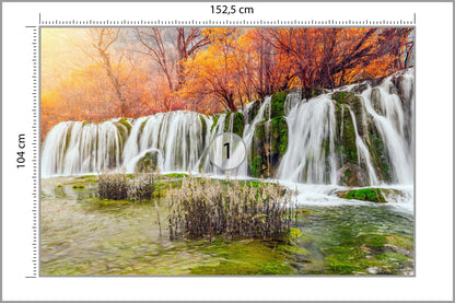 Fototapeta Jesienny Wodospad Kaskadowy 152,5 × 104 cm – podgląd kadru