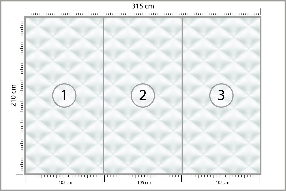 Fototapeta Pikowana Jasnoszara Pikowanie Karo 315 × 210 cm – podgląd kadru