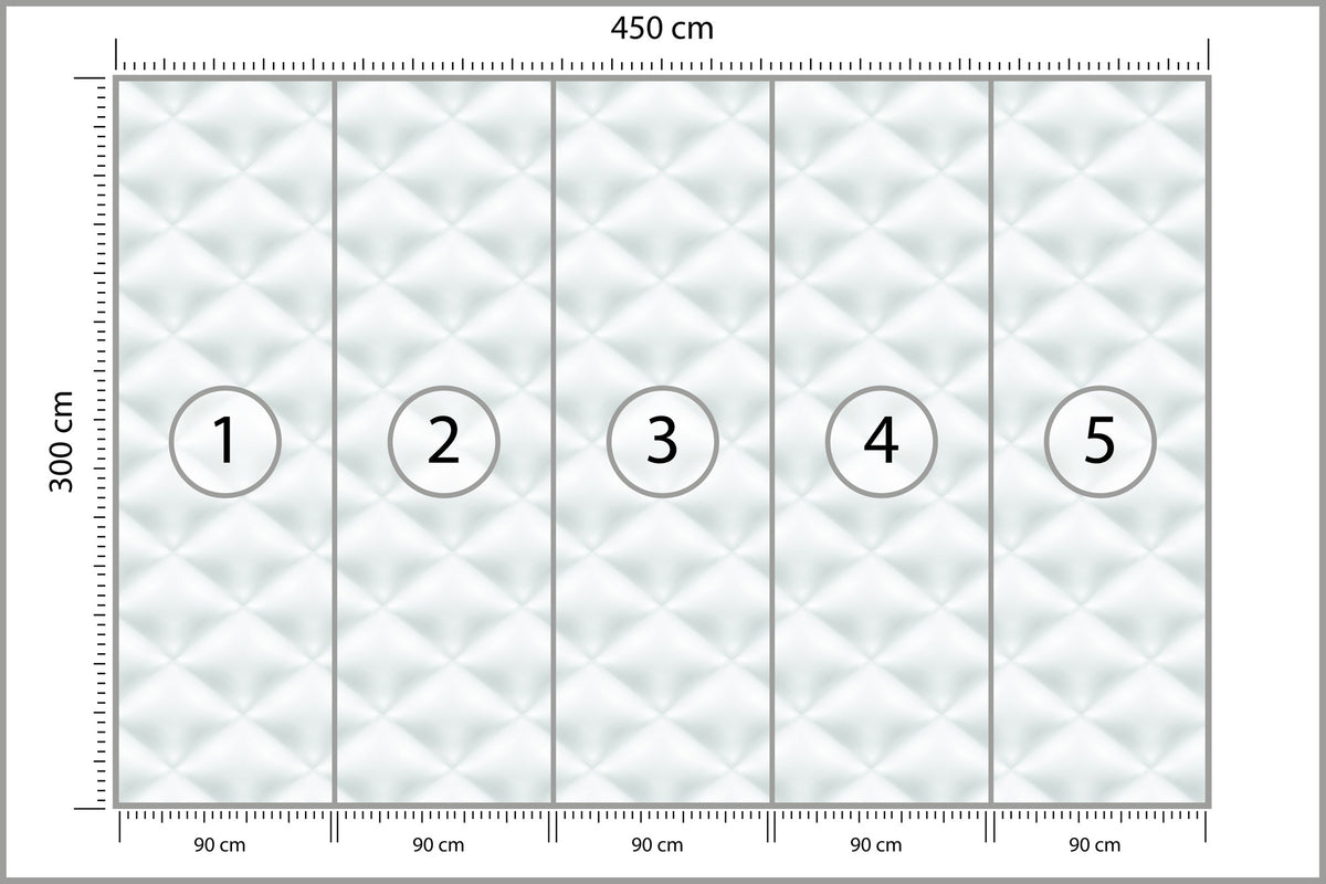 Fototapeta Pikowana Jasnoszara Pikowanie Karo 450 × 300 cm – podgląd kadru