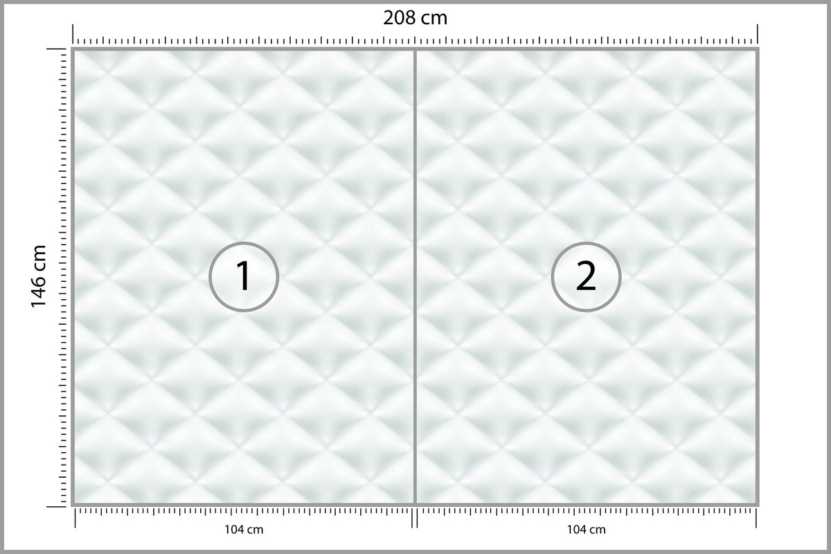 Fototapeta Pikowana Jasnoszara Pikowanie Karo 208 × 146 cm – podgląd kadru