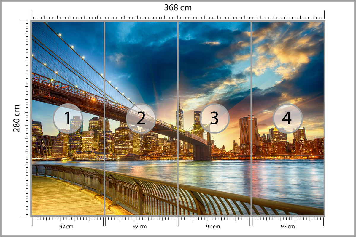 Fototapeta Widok Na Nowy Jork O Zachodzie Słońca 368 × 280 cm – podgląd kadru