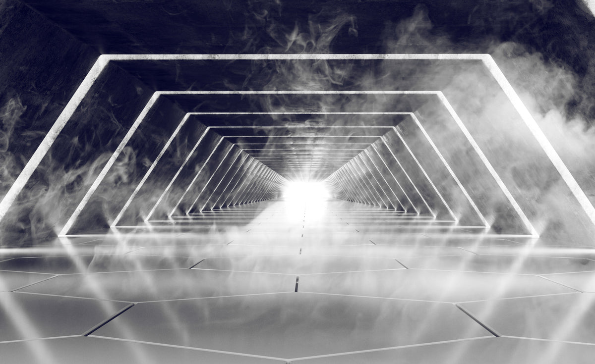 Fototapeta 3D Neonowy Tunel We Mgle – wzór