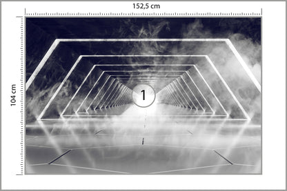 Fototapeta 3D Neonowy Tunel We Mgle 152,5 × 104 cm – podgląd kadru