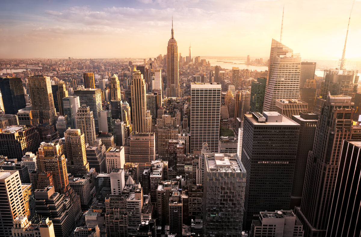 Fototapeta Nowy Jork Manhattan O Zachodzie Słońca – wzór