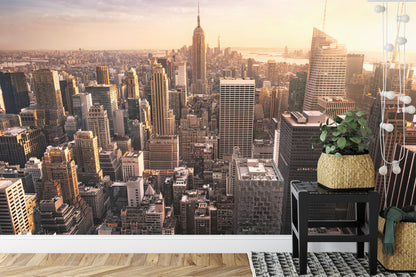 Fototapeta Nowy Jork Manhattan O Zachodzie Słońca – aranżacja wnętrza
