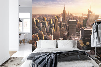 Fototapeta Nowy Jork Manhattan O Zachodzie Słońca – aranżacja wnętrza