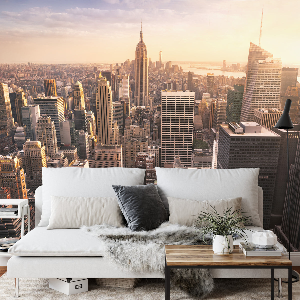 Fototapeta Nowy Jork Manhattan O Zachodzie Słońca – aranżacja wnętrza
