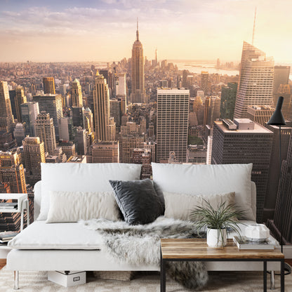Fototapeta Nowy Jork Manhattan O Zachodzie Słońca – aranżacja wnętrza