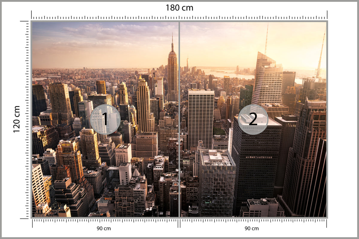 Fototapeta Nowy Jork Manhattan O Zachodzie Słońca 180 × 120 cm – podgląd kadru