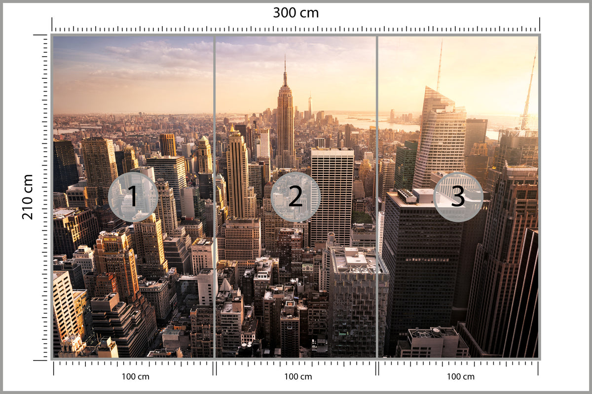 Fototapeta Nowy Jork Manhattan O Zachodzie Słońca 300 × 210 cm – podgląd kadru