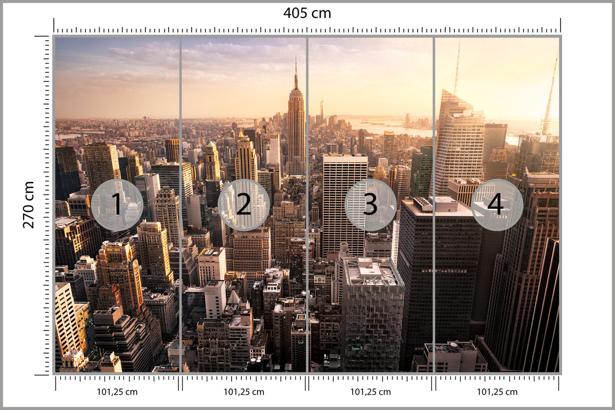 Fototapeta Nowy Jork Manhattan O Zachodzie Słońca 405 × 270 cm – podgląd kadru