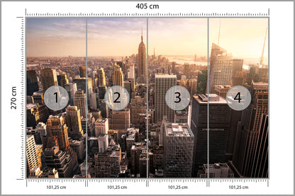 Fototapeta Nowy Jork Manhattan O Zachodzie Słońca 405 × 270 cm – podgląd kadru