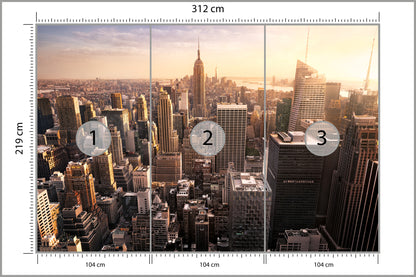 Fototapeta Nowy Jork Manhattan O Zachodzie Słońca 312 × 219 cm – podgląd kadru