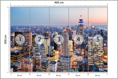 Fototapeta Nowy Jork Wieczorna Panorama 460 × 300 cm – podgląd kadru