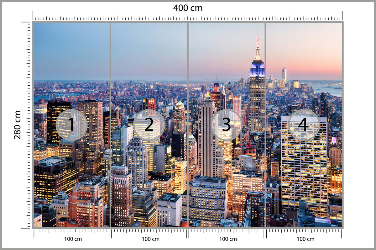 Fototapeta Nowy Jork Wieczorna Panorama 400 × 280 cm – podgląd kadru