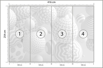 Fototapeta Nowoczesne Kule 3D Białe Z Fakturą 416 × 254 cm – podgląd kadru