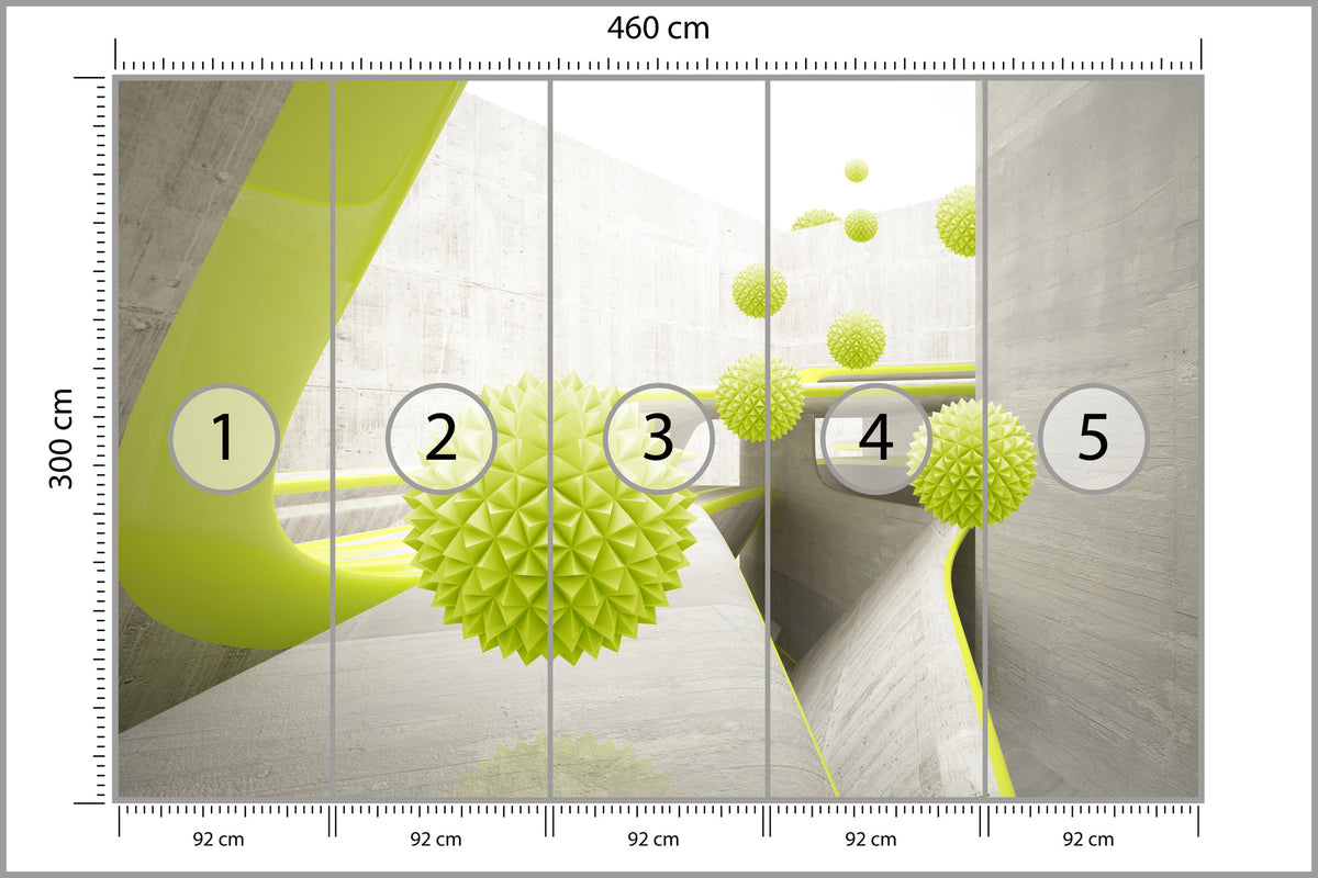 Fototapeta Nowoczesne Kule 3D Limonkowe 460 × 300 cm – podgląd kadru