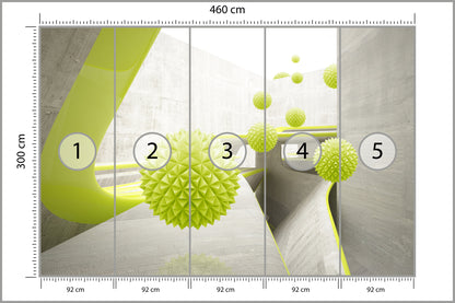 Fototapeta Nowoczesne Kule 3D Limonkowe 460 × 300 cm – podgląd kadru