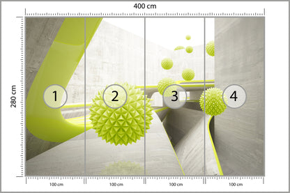 Fototapeta Nowoczesne Kule 3D Limonkowe 400 × 280 cm – podgląd kadru