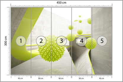 Fototapeta Nowoczesne Kule 3D Limonkowe 450 × 300 cm – podgląd kadru