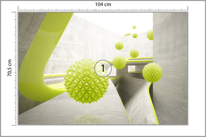 Fototapeta Nowoczesne Kule 3D Limonkowe 104 × 70,5 cm – podgląd kadru
