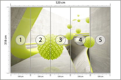 Fototapeta Nowoczesne Kule 3D Limonkowe 520 × 318 cm – podgląd kadru