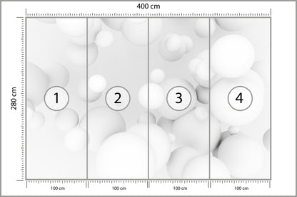 Fototapeta Białe Kule 3D 400 × 280 cm – podgląd kadru