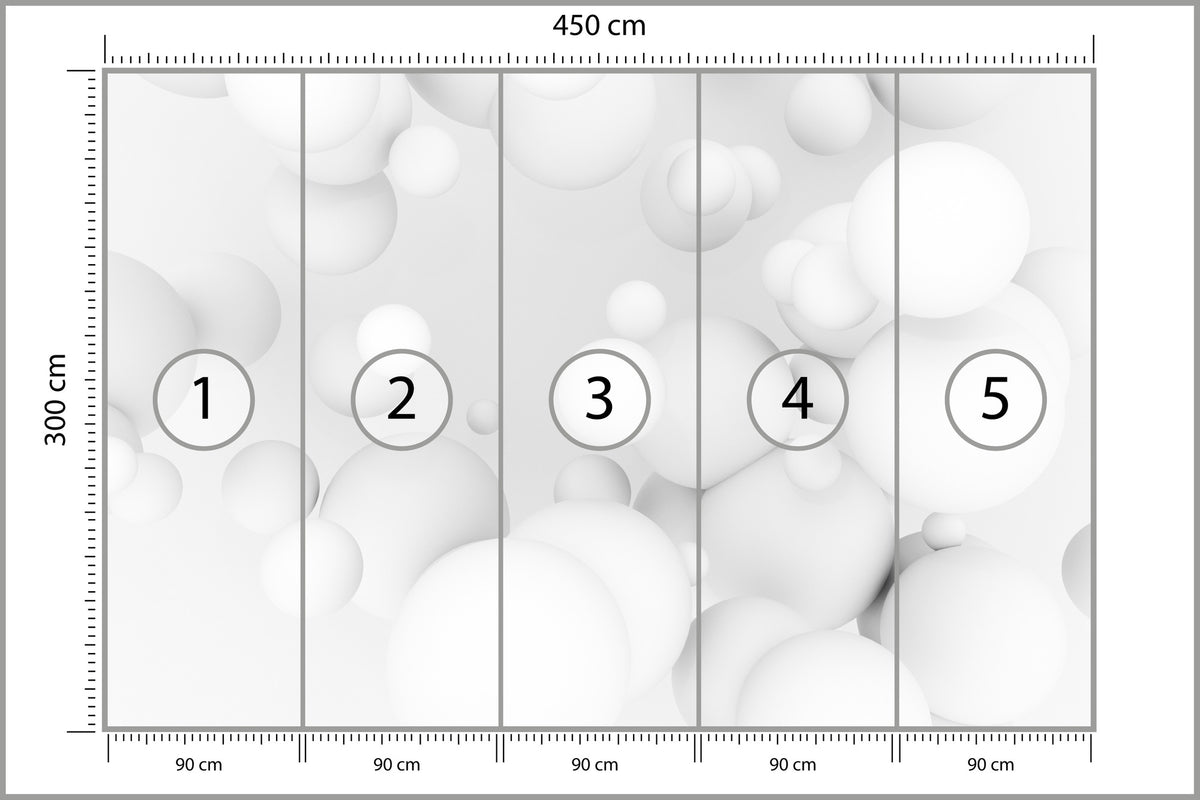 Fototapeta Białe Kule 3D 450 × 300 cm – podgląd kadru