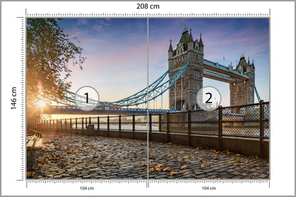 Fototapeta Londyn Tower Bridge O Wschodzie Słońca 208 × 146 cm – podgląd kadru