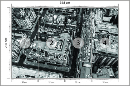 Fototapeta Londyn Czarno-Biały Z Lotu Ptaka 368 × 280 cm – podgląd kadru