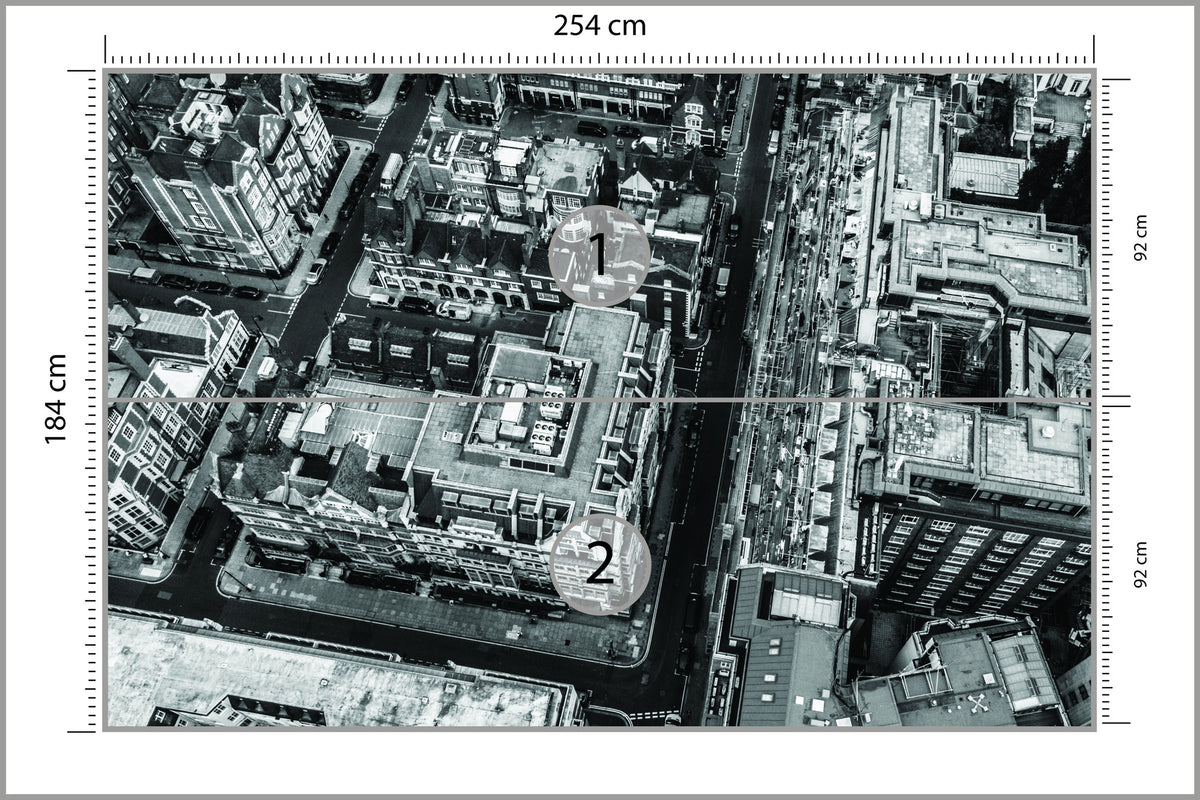 Fototapeta Londyn Czarno-Biały Z Lotu Ptaka 254 × 184 cm – podgląd kadru
