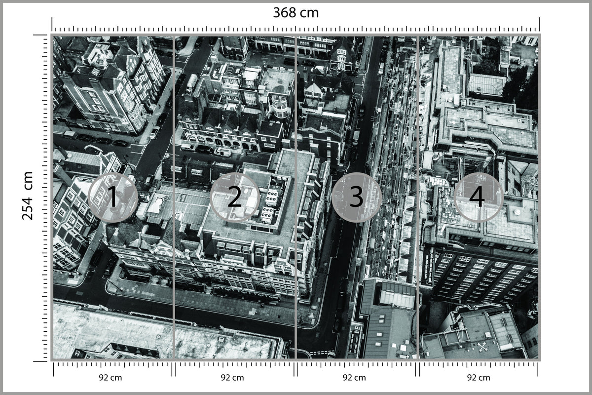 Fototapeta Londyn Czarno-Biały Z Lotu Ptaka 368 × 254 cm – podgląd kadru
