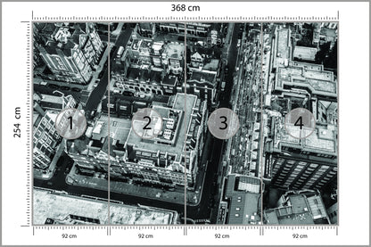 Fototapeta Londyn Czarno-Biały Z Lotu Ptaka 368 × 254 cm – podgląd kadru