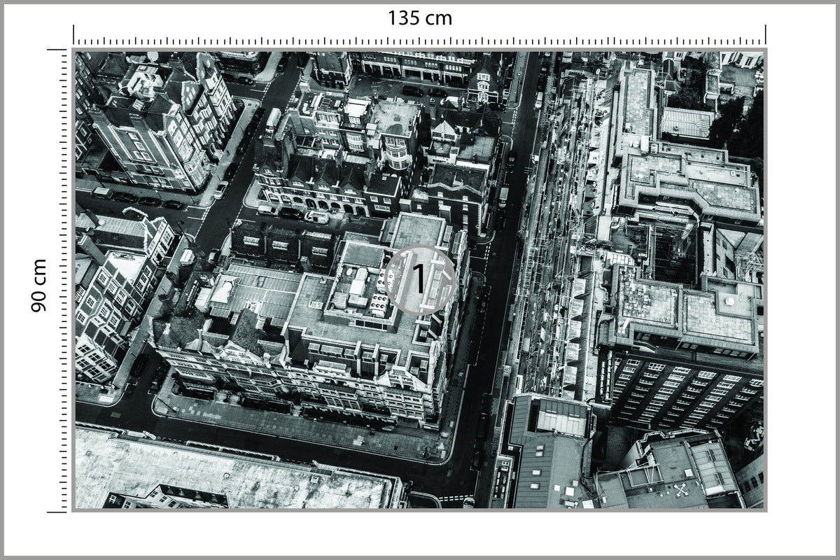 Fototapeta Londyn Czarno-Biały Z Lotu Ptaka 135 × 90 cm – podgląd kadru