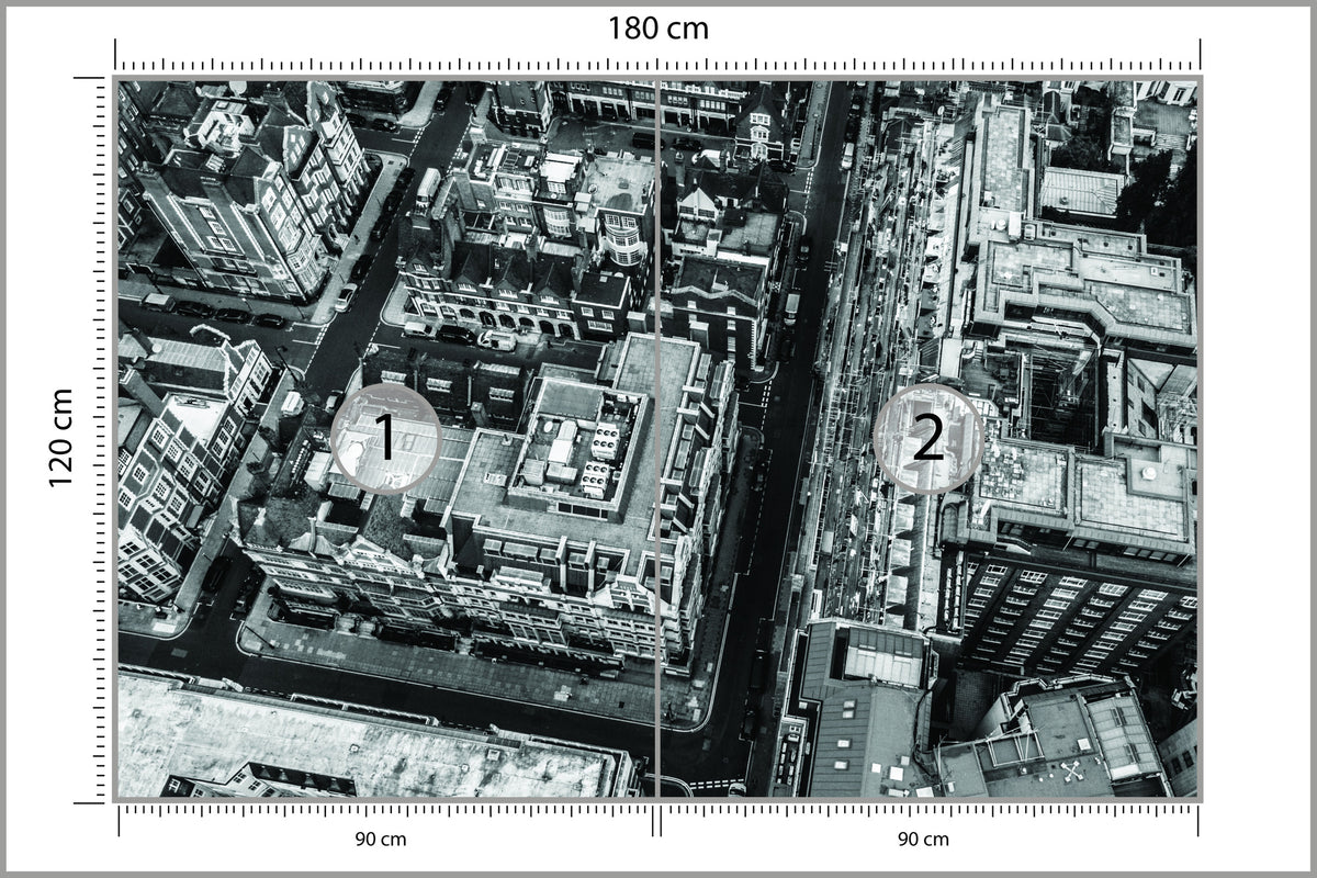 Fototapeta Londyn Czarno-Biały Z Lotu Ptaka 180 × 120 cm – podgląd kadru