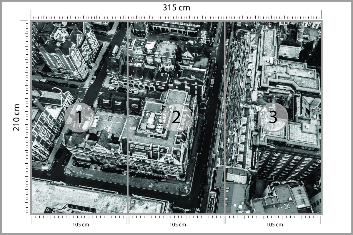 Fototapeta Londyn Czarno-Biały Z Lotu Ptaka 315 × 210 cm – podgląd kadru