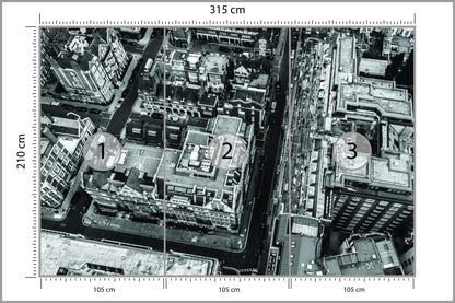 Fototapeta Londyn Czarno-Biały Z Lotu Ptaka 315 × 210 cm – podgląd kadru