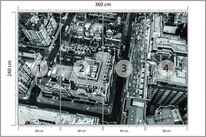 Fototapeta Londyn Czarno-Biały Z Lotu Ptaka 360 × 240 cm – podgląd kadru