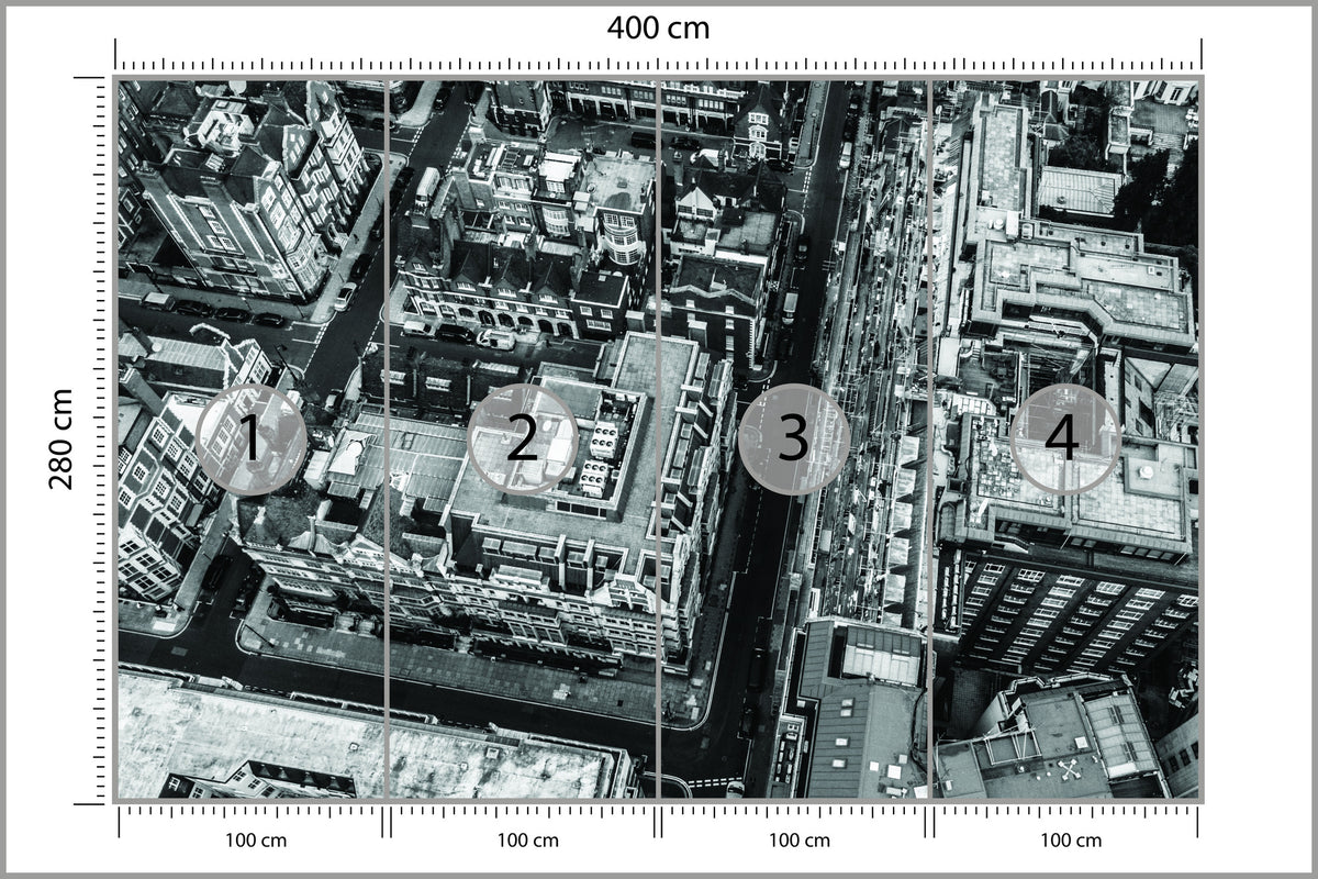 Fototapeta Londyn Czarno-Biały Z Lotu Ptaka 400 × 280 cm – podgląd kadru