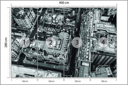 Fototapeta Londyn Czarno-Biały Z Lotu Ptaka 400 × 280 cm – podgląd kadru