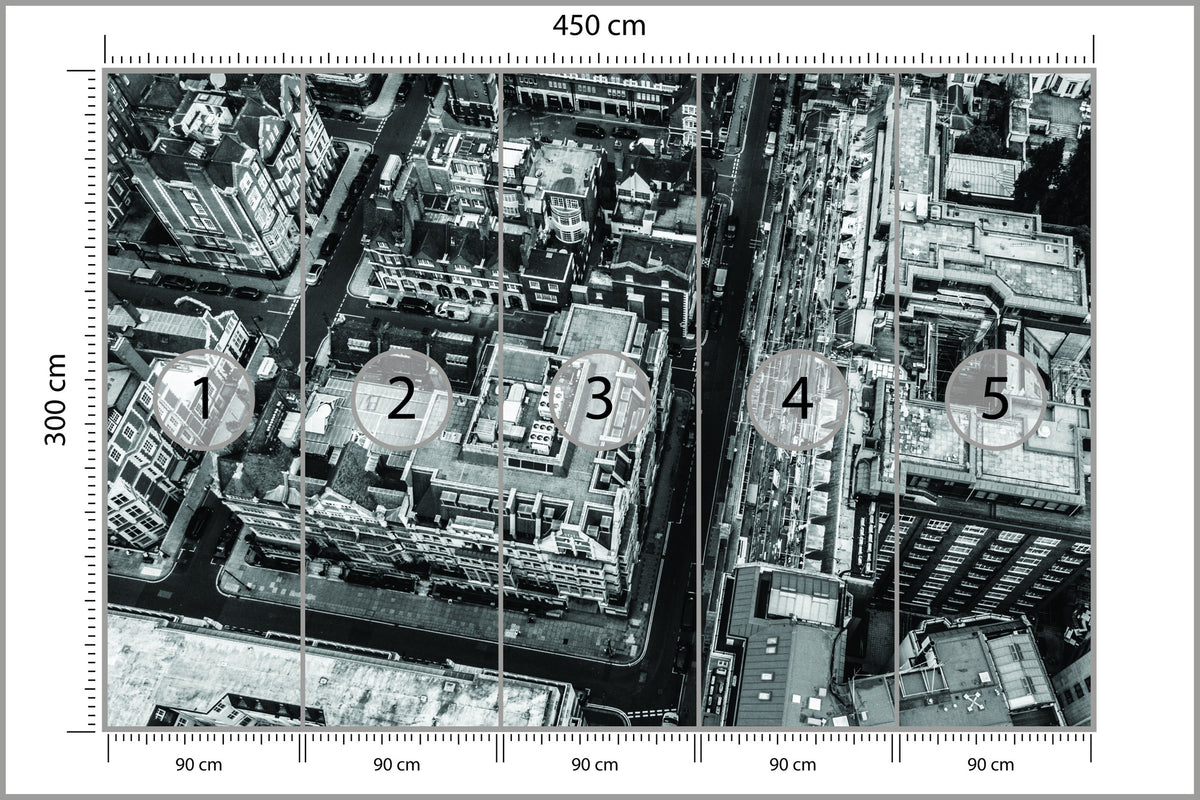 Fototapeta Londyn Czarno-Biały Z Lotu Ptaka 450 × 300 cm – podgląd kadru