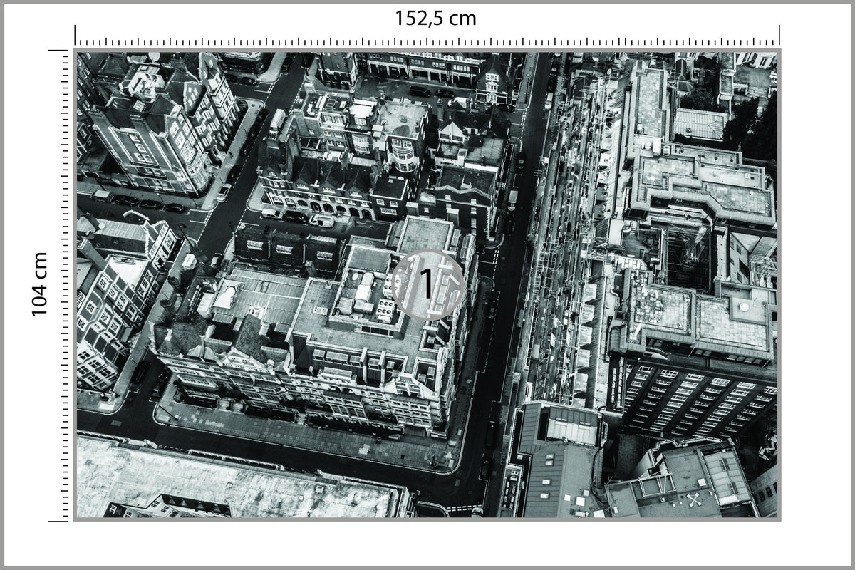 Fototapeta Londyn Czarno-Biały Z Lotu Ptaka 152,5 × 104 cm – podgląd kadru