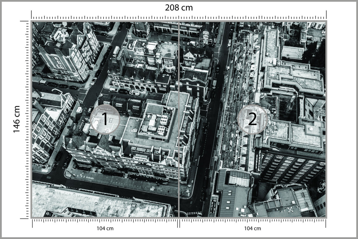 Fototapeta Londyn Czarno-Biały Z Lotu Ptaka 208 × 146 cm – podgląd kadru