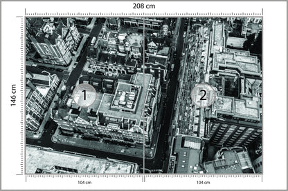 Fototapeta Londyn Czarno-Biały Z Lotu Ptaka 208 × 146 cm – podgląd kadru