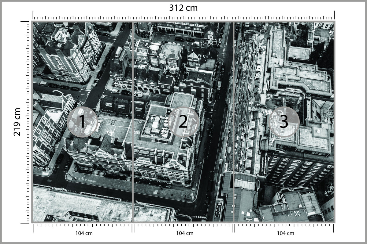 Fototapeta Londyn Czarno-Biały Z Lotu Ptaka 312 × 219 cm – podgląd kadru