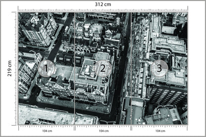 Fototapeta Londyn Czarno-Biały Z Lotu Ptaka 312 × 219 cm – podgląd kadru