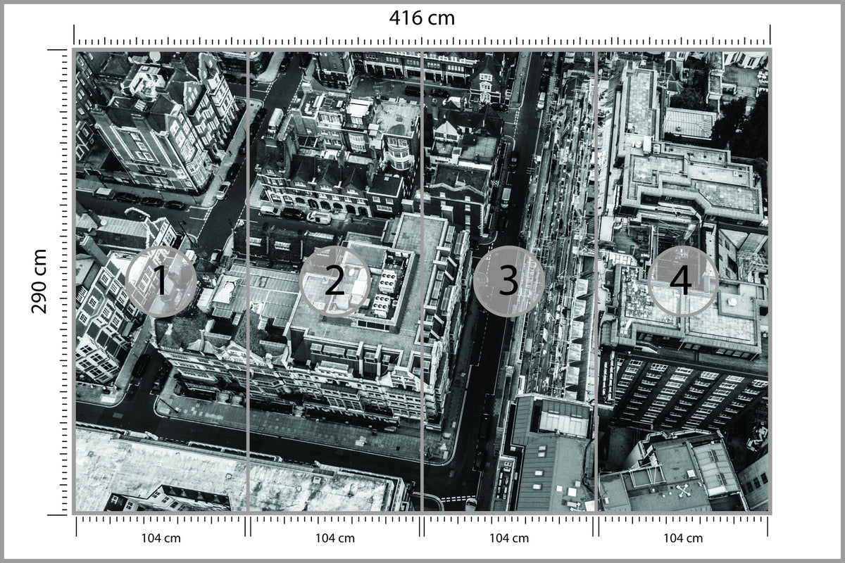 Fototapeta Londyn Czarno-Biały Z Lotu Ptaka 416 × 290 cm – podgląd kadru