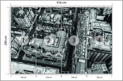 Fototapeta Londyn Czarno-Biały Z Lotu Ptaka 416 × 290 cm – podgląd kadru