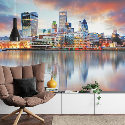 Fototapeta Panorama Londynu Odbita W Tamizie – aranżacja wnętrza